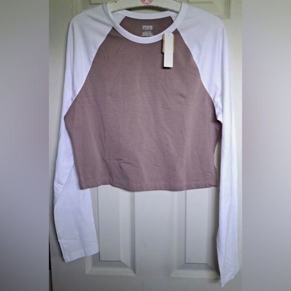 🆕Pink By Victoria’s Secret Color Block Long Sleeve Cropped Top XL🆕 - Picture 4 of 5
